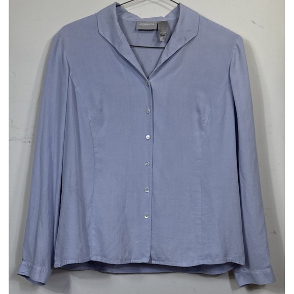 Liz Claiborne Tops - Liz Claiborne Silk Button Blouse Long Sleeve Lavender Women's 12 Flawed